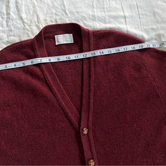 Neely, Ltd Burgundy Button Up Eclectic Grandpa Wool Blend Cardigan Sweater L EUC - Picture 9 of 11